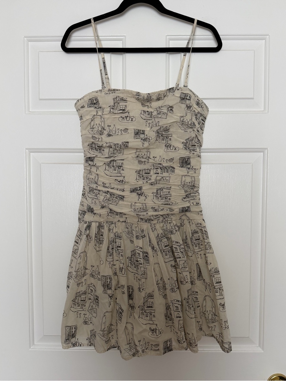 Abercrombie and Fitch Emerson Beige Printed Spaghetti-Strap Sundress Size MT